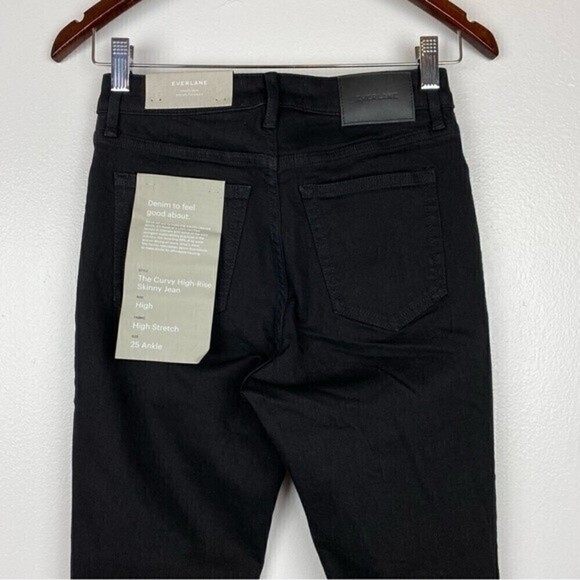Everlane Curvy Authentic Stretch High Rise Skinny Jeans Black Size 25 NWT - Picture 7 of 11